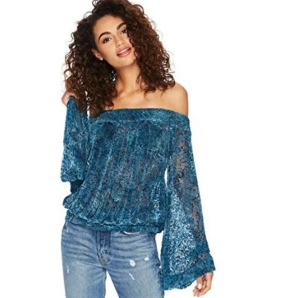 Free People Ginger Berry Burnout Velvet Top